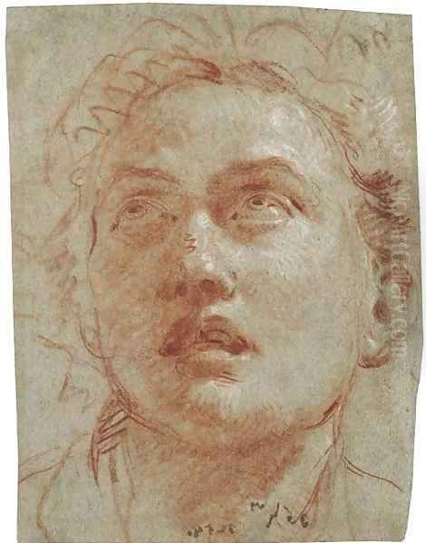 Head of a man looking up Oil Painting by Giovanni Battista Tiepolo