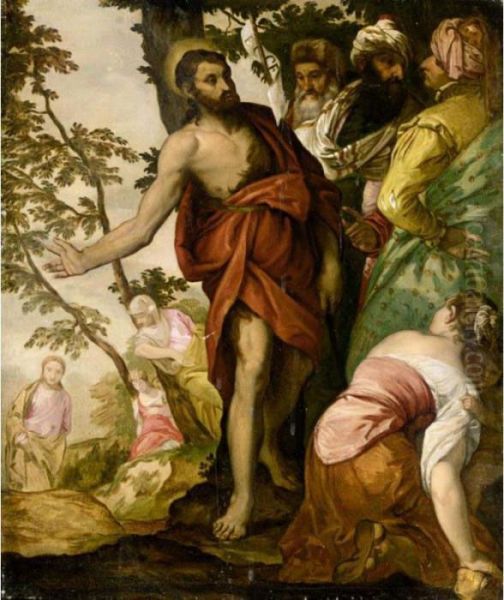 Saint John The Baptist Preaching The Imminent Arrival Of Christ Oil Painting by Paolo Veronese (Caliari)