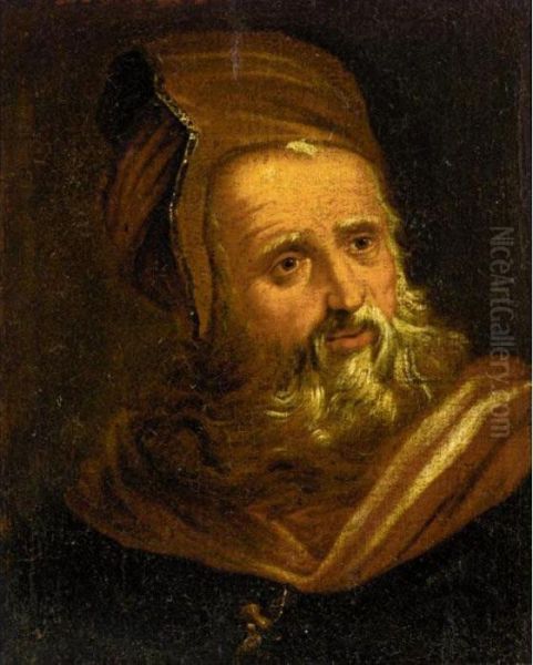 Portrait Of An Old Man, Head And Shoulders, In Oriental Dress Oil Painting by Paolo Veronese (Caliari)