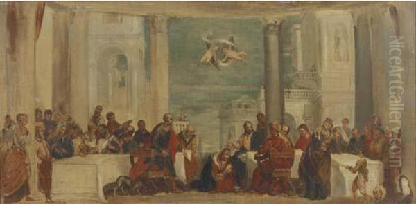 The Supper In The House Of Simon The Pharisee Oil Painting by Paolo Veronese (Caliari)