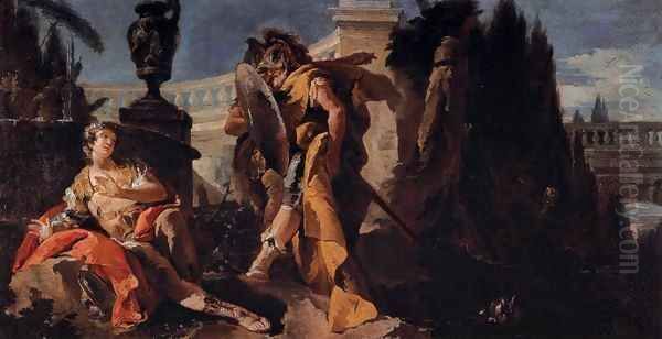 Rinaldo Sees Himself in Ubaldo's Shield Oil Painting by Giovanni Battista Tiepolo