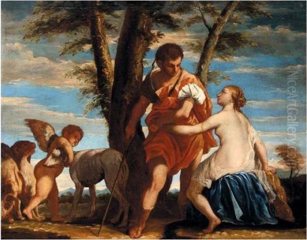 Venus And Adonis Oil Painting by Paolo Veronese (Caliari)