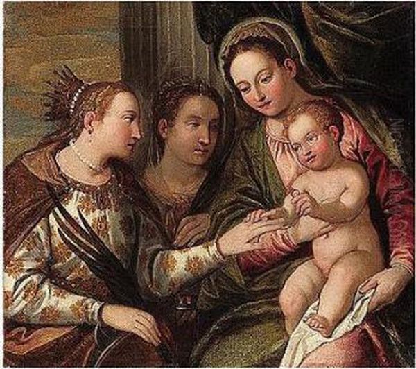 The Mystic Marriage Of Saint Catherine With Saint Apollonia Oil Painting by Paolo Veronese (Caliari)