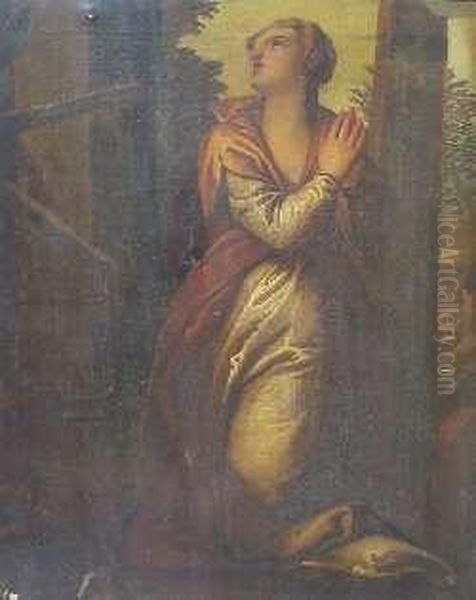 Woman By A Pillar Oil Painting by Paolo Veronese (Caliari)