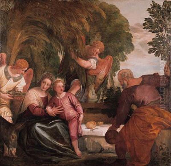 The Rest On The Return From Egypt Oil Painting by Paolo Veronese (Caliari)