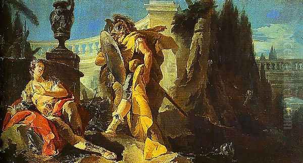 Rinaldo Sees Himself in Ubaldos Shield Oil Painting by Giovanni Battista Tiepolo