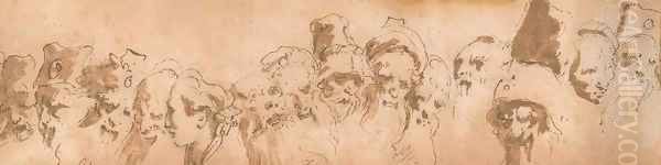 A frieze of heads Oil Painting by Giovanni Battista Tiepolo