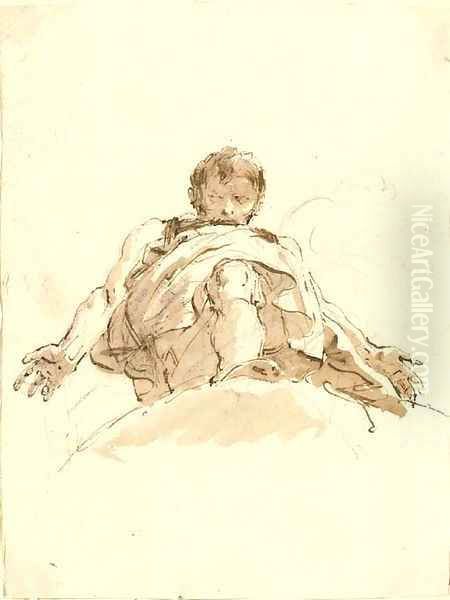 A man on a cloud seen da sotto in su Oil Painting by Giovanni Battista Tiepolo