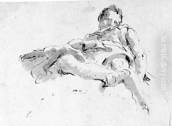 A seated figure on a cloud, seen de sotto in su Oil Painting by Giovanni Battista Tiepolo