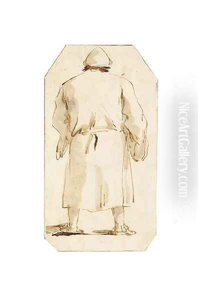 Caricature of a man, seen from behind Oil Painting by Giovanni Battista Tiepolo