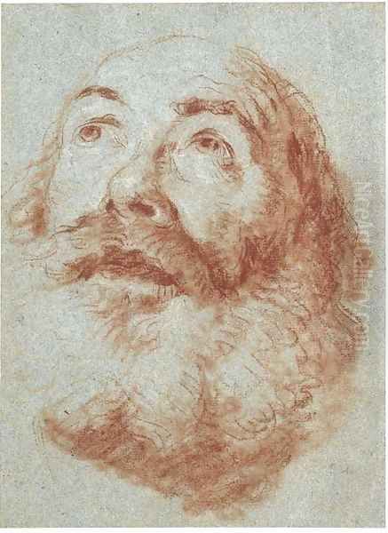 Head of an old man looking up Oil Painting by Giovanni Battista Tiepolo