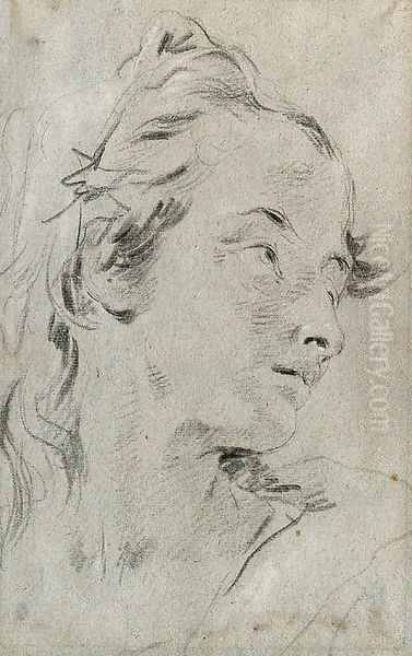 The Head of a young Woman, turned to the right Oil Painting by Giovanni Battista Tiepolo