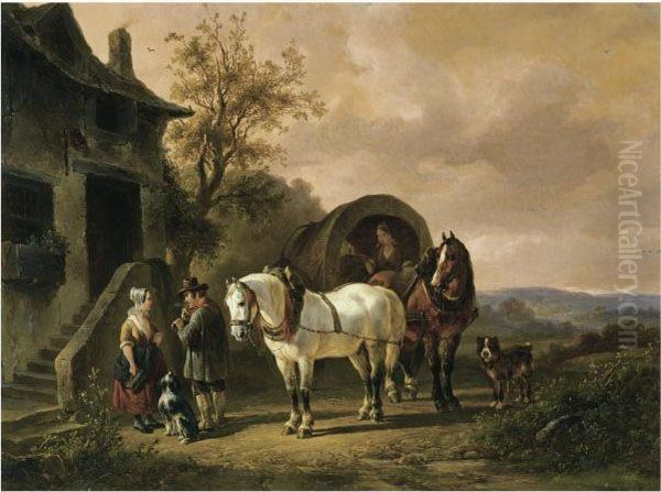 The Rest At The Inn Oil Painting by Wouterus Verschuur