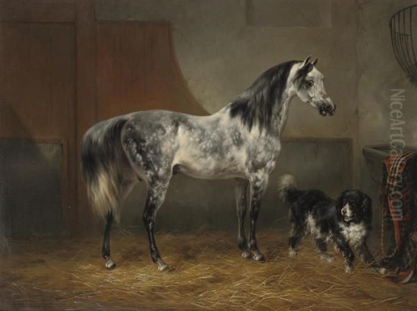 In The Stable Oil Painting by Wouterus Verschuur