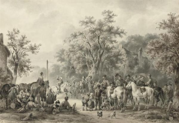 Ringsteken: Festivities In The Village Oil Painting by Wouterus Verschuur