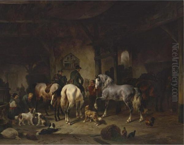 Preparing For The Hunt Oil Painting by Wouterus Verschuur