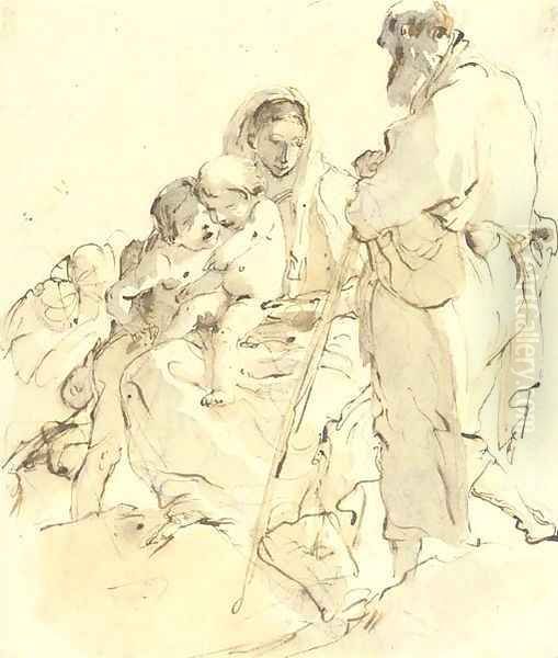 The Holy Family with the Infant Baptist Oil Painting by Giovanni Battista Tiepolo