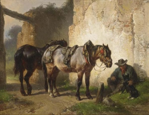 Moment Of Rest Oil Painting by Wouterus Verschuur