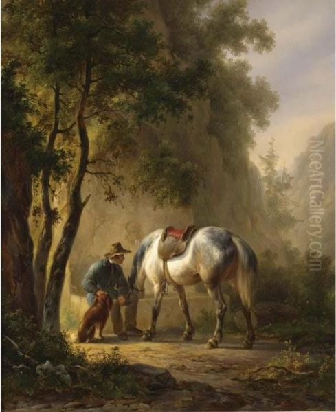 A Moment Of Rest Oil Painting by Wouterus Verschuur