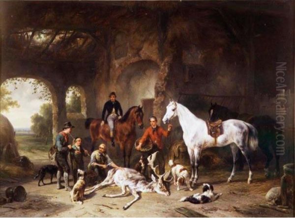 The Return From The Hunt Oil Painting by Wouterus Verschuur