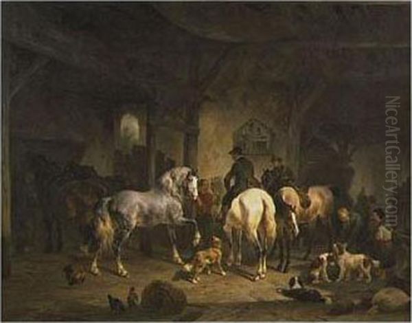 Preparing For The Hunt Oil Painting by Wouterus Verschuur