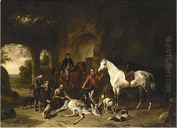 The Return From The Hunt Oil Painting by Wouterus Verschuur