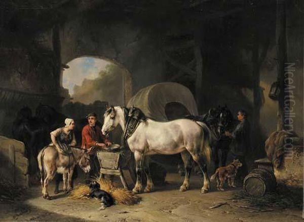 The Return To The Stable Oil Painting by Wouterus Verschuur