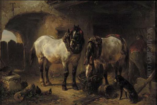 Feeding Time Oil Painting by Wouterus Verschuur