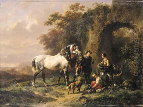 A Peaceful Encounter Oil Painting by Wouterus Verschuur