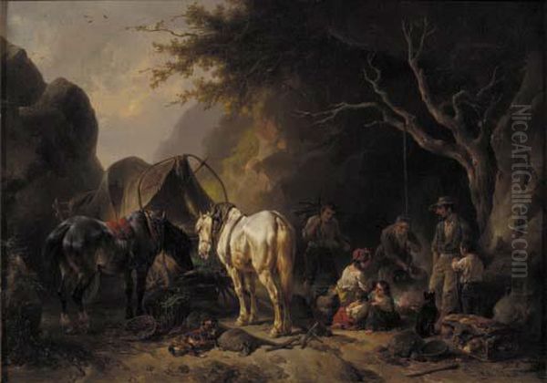 Bohemiens: At The Camp-fire Oil Painting by Wouterus Verschuur