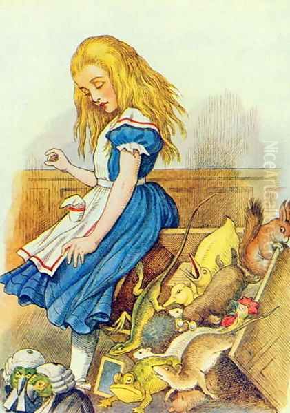 Alice Upsets the Jury-Box, illustration from Alice in Wonderland by Lewis Carroll 1832-9 Oil Painting by John Tenniel