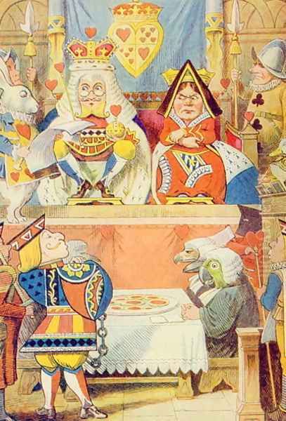 The Trial of the Knave of Hearts, illustration from Alice in Wonderland by Lewis Carroll 1832-9 Oil Painting by John Tenniel