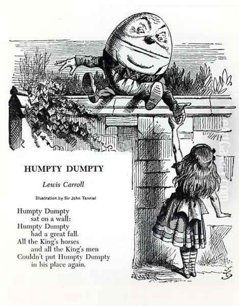 Humpty Dumpty, illustration for the nursery rhyme by Lewis Carroll 1832-98 Oil Painting by John Tenniel