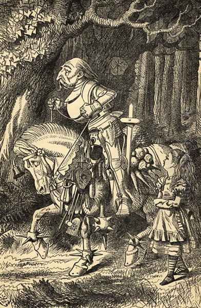 Alice and the White Knight, illustration from Alice in Wonderland by Lewis Carroll 1832-98 first published 1865 Oil Painting by John Tenniel