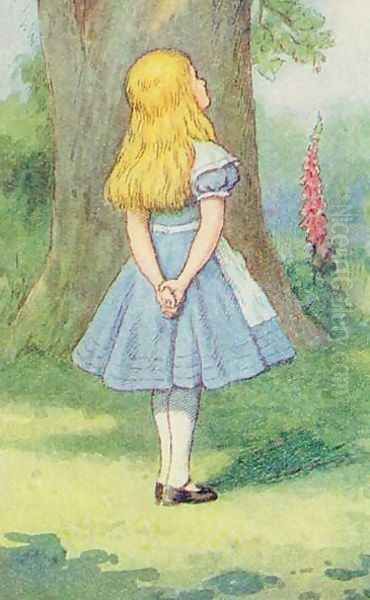 Alice and the Cheshire Cat, illustration from Alice in Wonderland by Lewis Carroll 1832-9 Oil Painting by John Tenniel