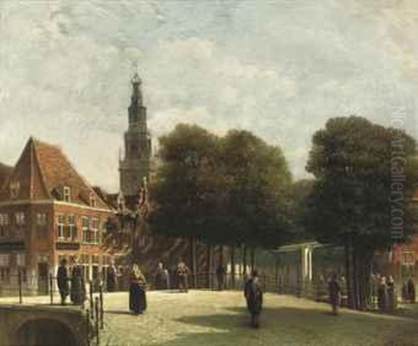 A Busy Day In Alkmaar Oil Painting by Pieter Gerard Vertin