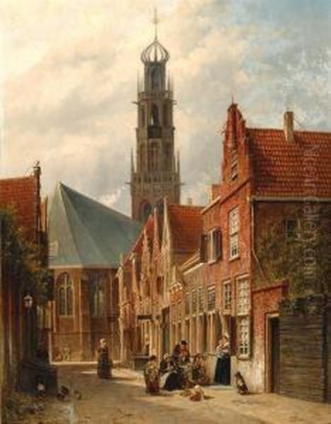 View Of The Bakenesser-tower In Haarlem Oil Painting by Pieter Gerard Vertin