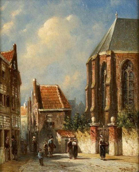 Rue De Village Animee Oil Painting by Pieter Gerard Vertin