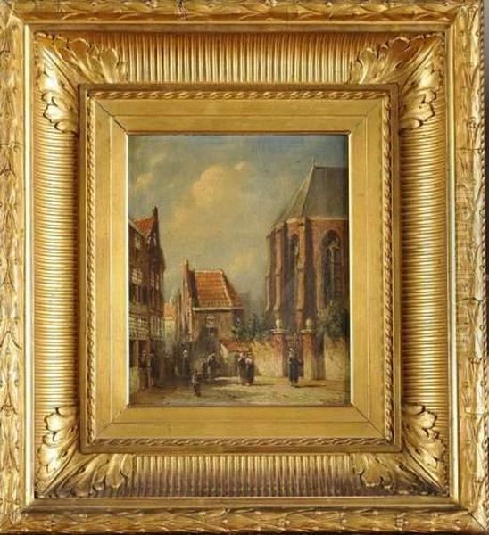 Scene De Village En Hollande Oil Painting by Pieter Gerard Vertin