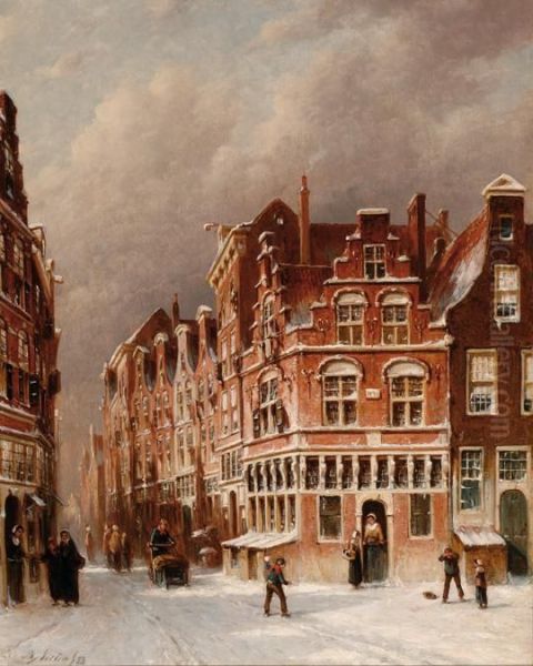 Winter City View Oil Painting by Pieter Gerard Vertin