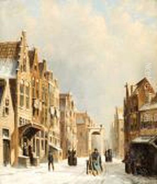 Hiver Dans Le Village Oil Painting by Pieter Gerard Vertin