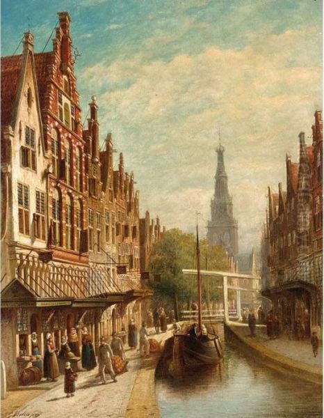 A View Of Alkmaar Oil Painting by Pieter Gerard Vertin