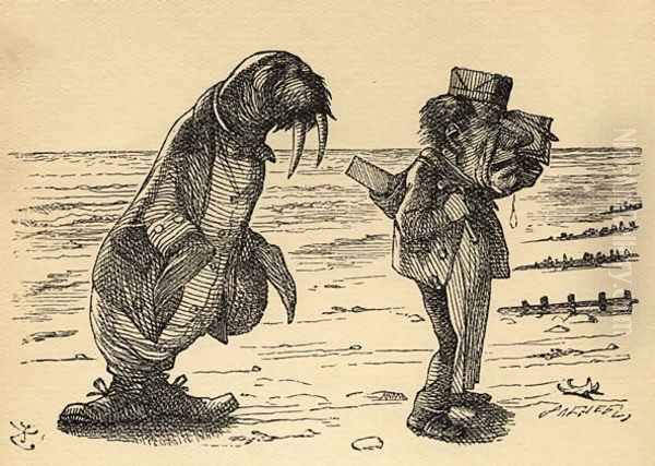 The Walrus and the Carpenter, illustration from Through the Looking Glass by Lewis Carroll 1832-98 first published 1871 Oil Painting by John Tenniel