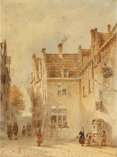 A View Of A Dutch Town Oil Painting by Pieter Gerard Vertin