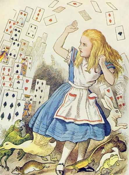 The Shower of Cards, illustration from Alice in Wonderland by Lewis Carroll 1832-98 Oil Painting by John Tenniel