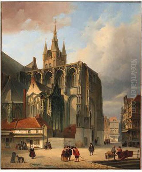 The Oude Kerk, Delft Oil Painting by Pieter Gerard Vertin