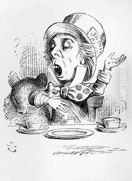 The Mad Hatter, illustration from Alices Adventures in Wonderland, by Lewis Carroll, 1865 Oil Painting by John Tenniel