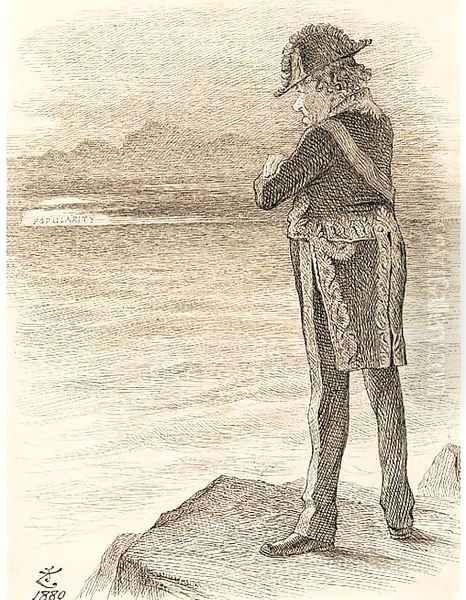 D'Israeli watching his popularity sink Oil Painting by John Tenniel