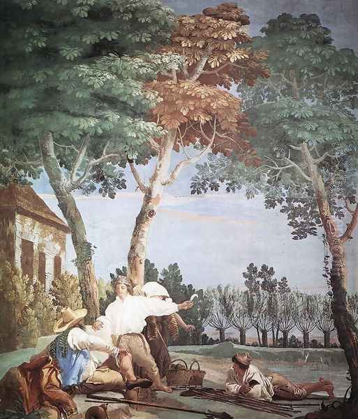 Peasants At Rest 1757 Oil Painting by Giovanni Domenico Tiepolo