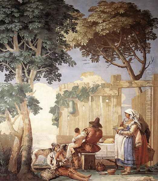 Family Meal 1757 Oil Painting by Giovanni Domenico Tiepolo